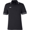 Custom Mens Tipped Teams Performance Polo Black/ White