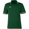 Custom Mens Tipped Teams Performance Polo Forest Green/ White