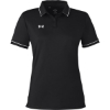 Custom Womens Tipped Teams Performance Polo Black/ White