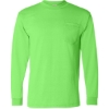 Custom Unisex USA-Made 50/50 Long Sleeve Pocket T-Shirt Safety Green