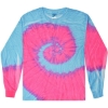 Custom Youth Tie-Dyed Long Sleeve T-Shirt Flo Blue/ Pink