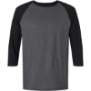 Custom Unisex CVC Three-Quarter Sleeve Tee Heather Charcoal/ Black