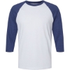 Custom Unisex CVC Three-Quarter Sleeve Tee White/ Heather Indigo