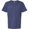 Custom Unisex CVC Henley Tee Heather Indigo
