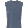 Custom Unisex Heavyweight Cotton Garment-Dyed Mid-Length Muscle Tee Faded Navy