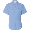 Custom Womens PFG Tamiami™ II Short Sleeve Shirt White Cap Blue