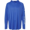 Custom Mens PFG Terminal Tackle™ Hooded Long Sleeve T-Shirt Vivid Blue/ Cool Grey