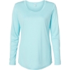 Custom Womens Long Islander Performance Long Sleeve T-Shirt Aqua Blue