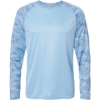 Custom Unisex Cayman Performance Camo Colorblocked Long Sleeve T-Shirt Blue Mist
