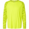 Custom Unisex Cayman Performance Camo Colorblocked Long Sleeve T-Shirt Safety Green