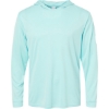 Custom Unisex Bahama Performance Hooded Long Sleeve T-Shirt Aqua Blue