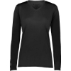 Custom Womens Momentum Long Sleeve V-Neck T-Shirt Black