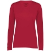 Custom Womens Momentum Long Sleeve V-Neck T-Shirt Scarlet