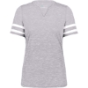 Custom Womens Eco Revive™ Monterey V-Neck T-Shirt Athletic Heather/ White