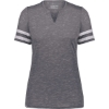 Custom Womens Eco Revive™ Monterey V-Neck T-Shirt Carbon Heather/ Athletic Heather