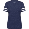 Custom Womens Eco Revive™ Monterey V-Neck T-Shirt Navy Heather/ White