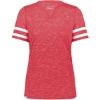 Custom Womens Eco Revive™ Monterey V-Neck T-Shirt Scarlet Heather/ White