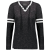 Custom Womens Eco Revive™ Monterey Long Sleeve V-Neck T-Shirt Black Heather/ White