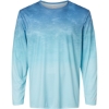 Custom Unisex Montauk Oceanic Fade Performance Long Sleeve T-Shirt Blue Aqua Fade