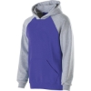Custom Youth Cotton/Poly Fleece Banner Hooded Sweatshirt Purple/ Athletic Heather