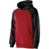 Custom Youth Cotton/Poly Fleece Banner Hooded Sweatshirt Red/ Black