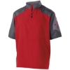 Custom Unisex Raider Short Sleeve Quarter-Zip Pullover Carbon Print/ Scarlet