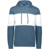 Custom Mens All-American Fleece Colorblocked Hooded Sweatshirt Storm Heather/ White
