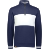 Custom Mens All-American Fleece Colorblocked Quarter-Zip Sweatshirt Navy Heather/ White