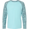 Custom Mens Panama Colorblocked Long Sleeve T-Shirt Grey Aqua Water