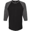 Custom Unisex Fine Jersey Raglan T-Shirt Black/ Heather Charcoal