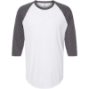 Custom Unisex Fine Jersey Raglan T-Shirt White/ Heather Charcoal