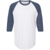 Custom Unisex Fine Jersey Raglan T-Shirt White/ Heather Denim