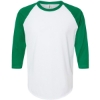 Custom Unisex Fine Jersey Raglan T-Shirt White/ Kelly