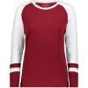 Custom Womens Triblend Fanatic 2.0 Long Sleeve T-Shirt Scarlet/ White