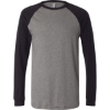 Custom Mens Long Sleeve Jersey Baseball Tee Deep Heather/ Black