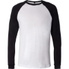Custom Mens Long Sleeve Jersey Baseball Tee White/ Black