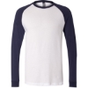 Custom Mens Long Sleeve Jersey Baseball Tee White/ Navy