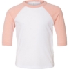 Custom Toddler Three-Quarter Sleeve Baseball Tee White/ Heather Peach