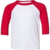 Custom Toddler Three-Quarter Sleeve Baseball Tee White/ Red