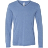 Custom Unisex Long Sleeve V-Neck Tee Blue Triblend