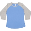 Custom Womens Baseball Fine Jersey Three-Quarter Sleeve Tee Carolina Blue/ Vintage Heather