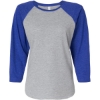 Custom Womens Baseball Fine Jersey Three-Quarter Sleeve Tee Vintage Heather/ Vintage Royal