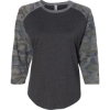 Custom Womens Baseball Fine Jersey Three-Quarter Sleeve Tee Vintage Smoke/ Vintage Camo