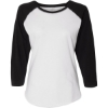 Custom Womens Baseball Fine Jersey Three-Quarter Sleeve Tee White Solid/ Black