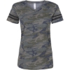 Custom Womens Football V-Neck Fine Jersey Tee Vintage Camo/ Vintage Smoke