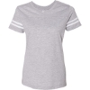 Custom Womens Football V-Neck Fine Jersey Tee Vintage Heather/ White
