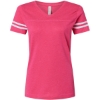 Custom Womens Football V-Neck Fine Jersey Tee Vintage Hot Pink/ White