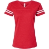 Custom Womens Football V-Neck Fine Jersey Tee Vintage Red/ White
