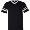 Custom V-Neck Jersey with Striped Sleeves Black/ White