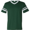 Custom V-Neck Jersey with Striped Sleeves Dark Green/ White